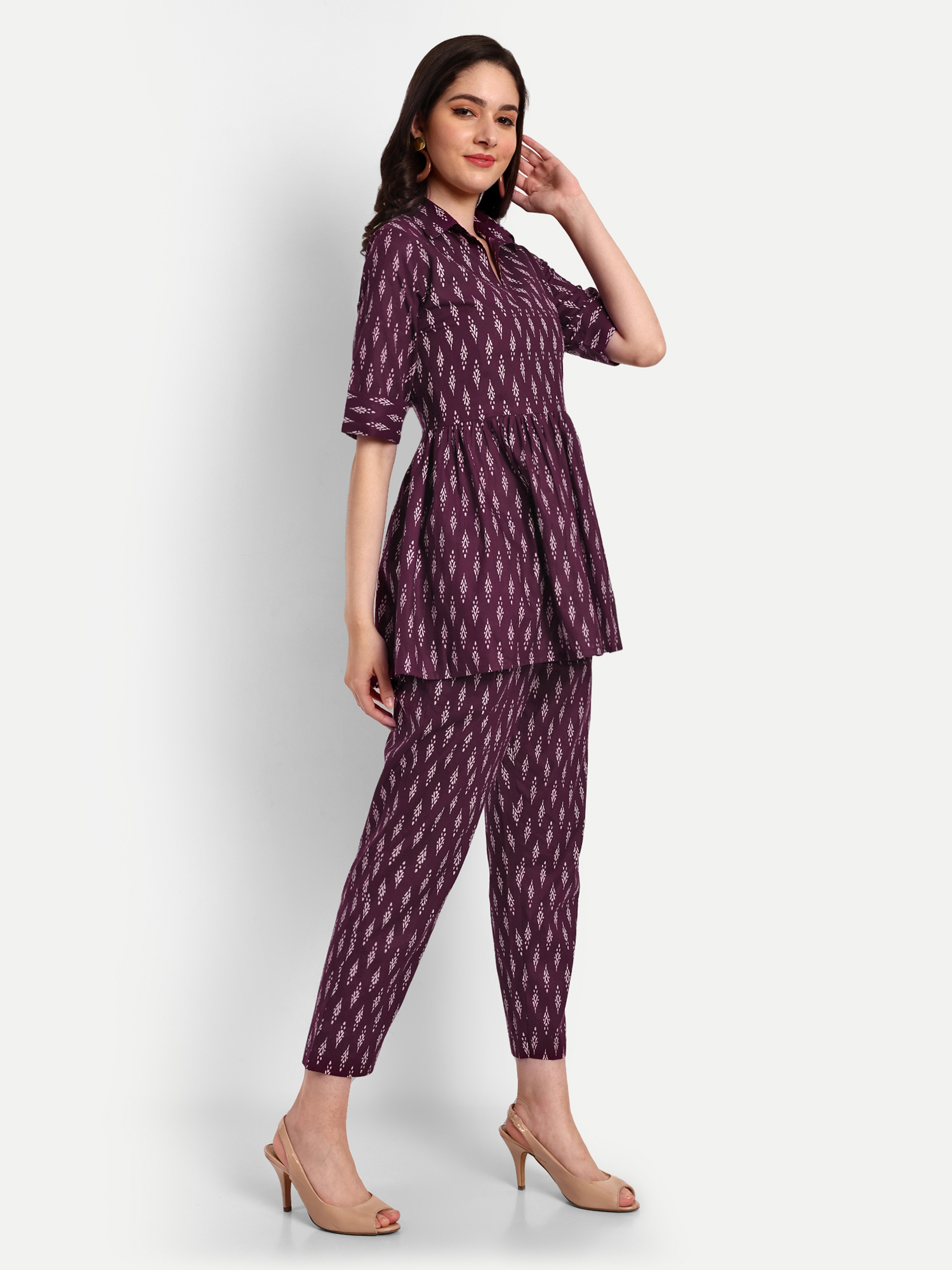 Washable Purple Peplum Coord Sets