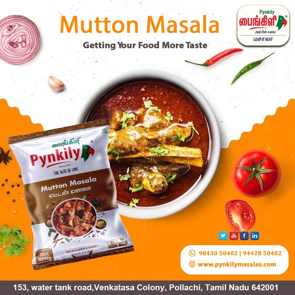 Pynkily Mutton Masala - Organic Meat Masala Blend | Powdered Shape, 500g To 50kg Packets, 4 Months Shelf Life