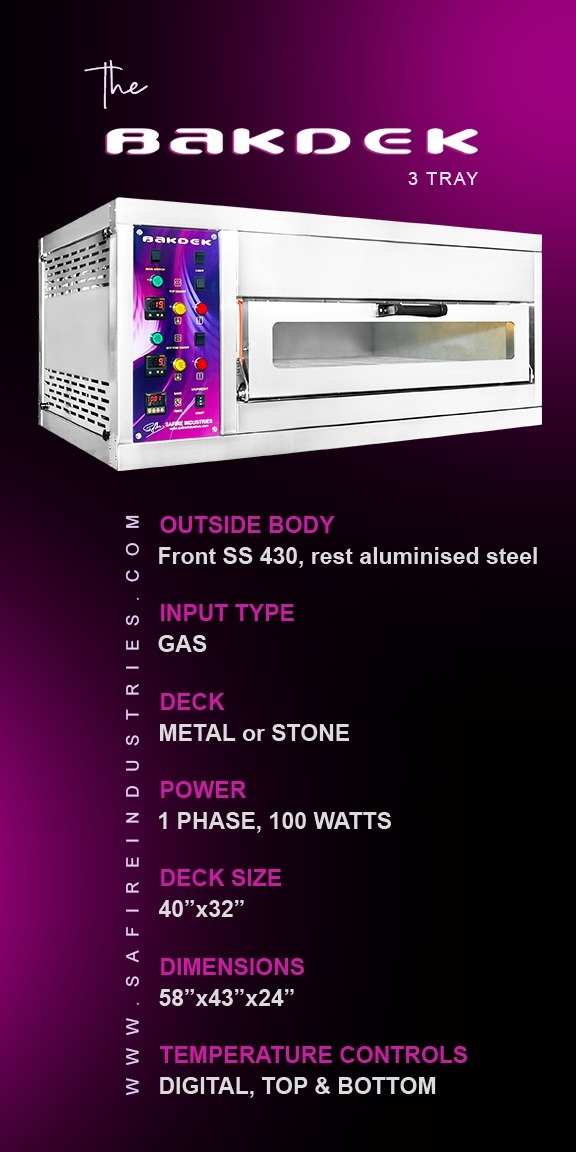 Single Deck Oven (40 Inch X 32 Inch) - Stainless Steel, Height 24 Inch, Digital Control, Power Consumption 100 Watts, Max Temp 300â°c, Single Door
