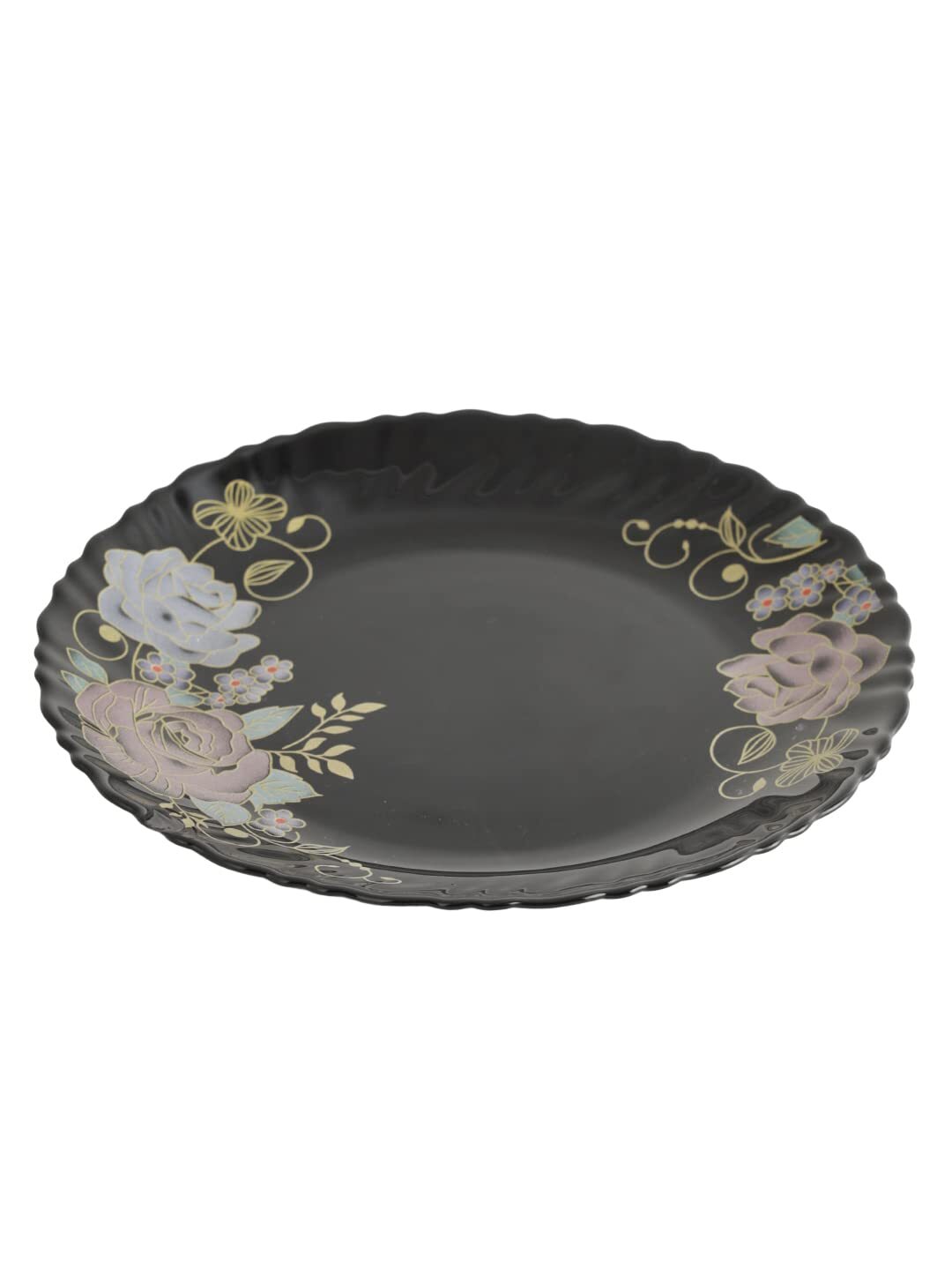 33 Pc Black Premium Opalware Feston Shape Colour Ful Design Set Size: Standard