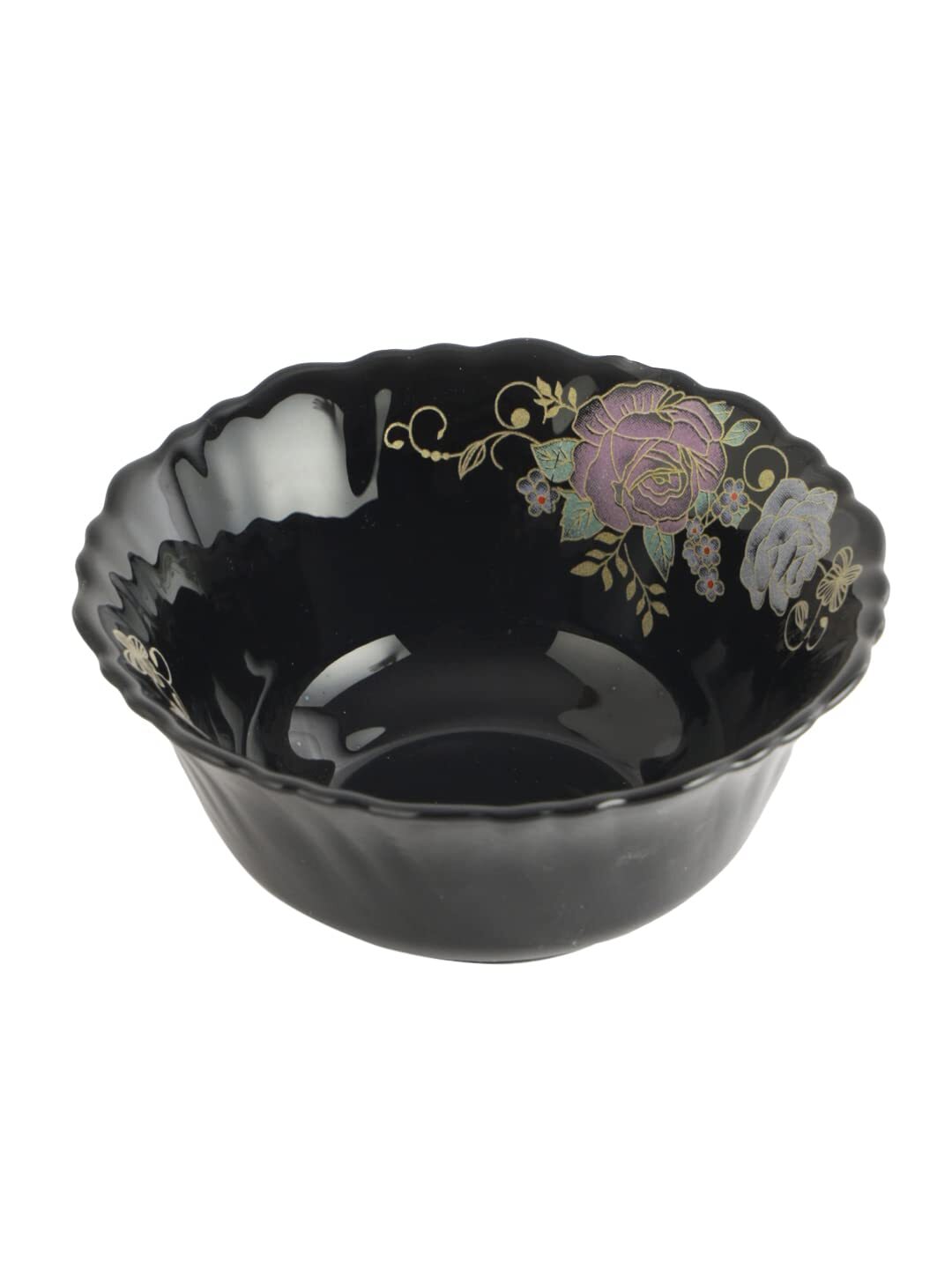 33 Pc Black Premium Opalware Feston Shape Colour Ful Design Set Size: Standard