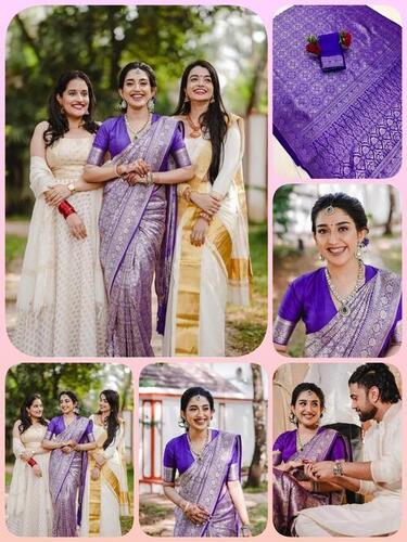 RF SAREE - Soft Lichi Silk Cloth, Beautiful Art Silk Jacquard Border Saree With Unstitched Running Blouse, Alluring & Elegant Design