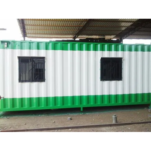 Portable Site Office Cabin - Steel Structure, White and Green Color | Durable, Portable, Easy Assembly, Ventilated Design