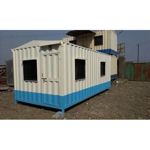 Galvanized Office Cabin - Steel and Container Material, White Color with Insulation and Lighting Fixtures