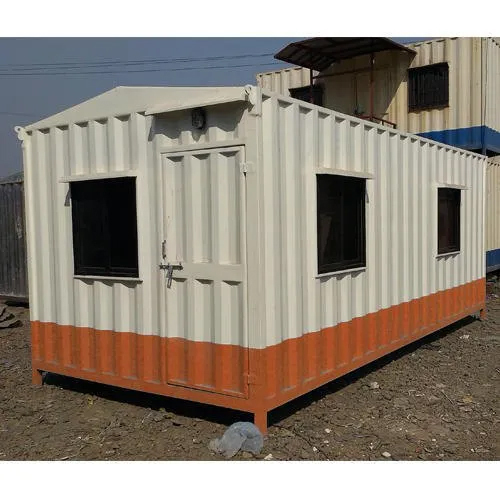 Galvanized Portable Office Cabin - High-Quality Steel Material, Spacious Interior , White and Orange Color Scheme, Secure Steel Door