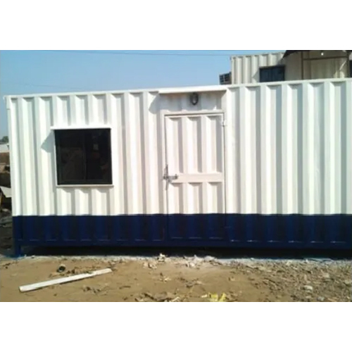 Steel Portable Office Cabin - Steel Material, 10-20 Feet, White and Black Color, Rectangular Shape, Panel Build, Single Window, Durable Design