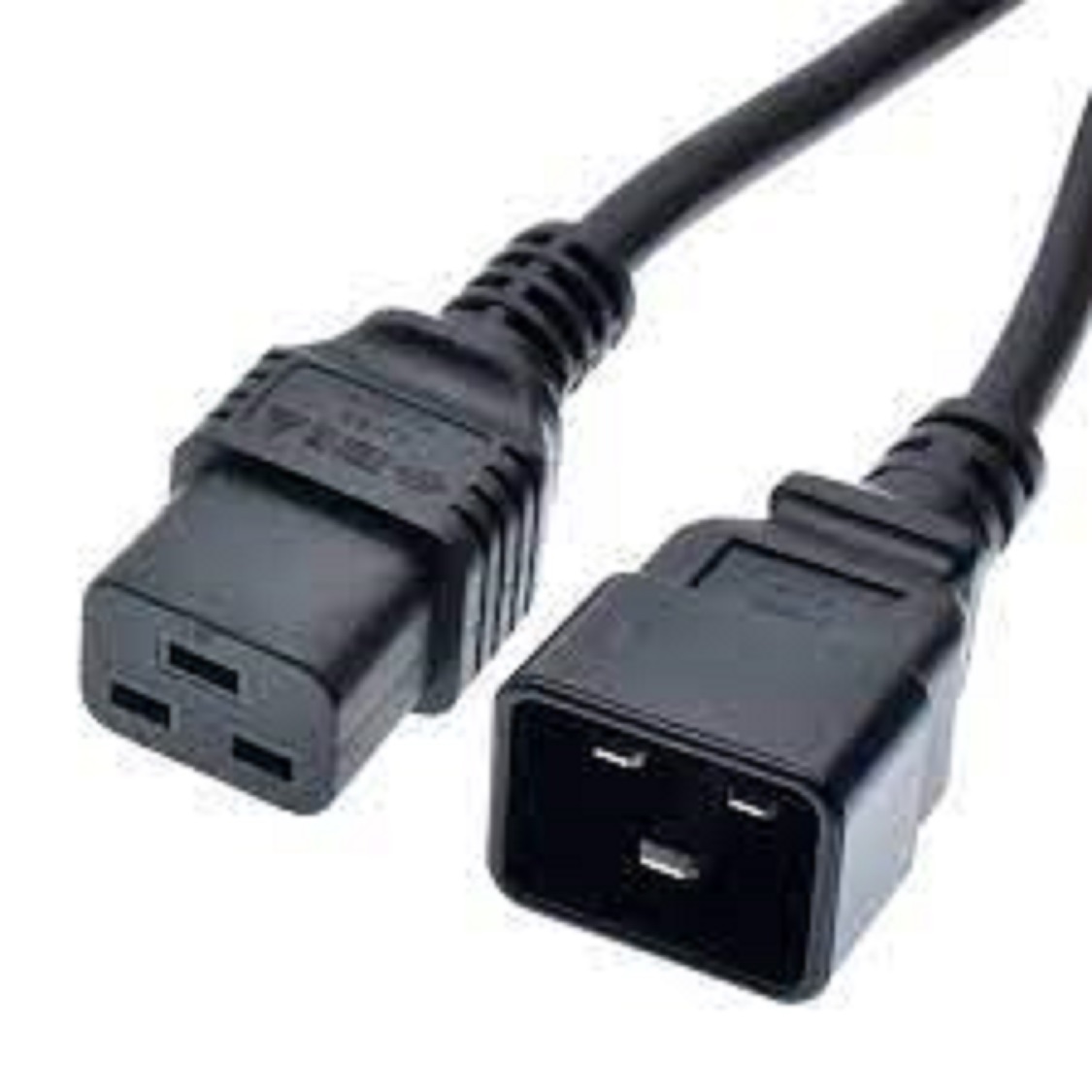 C19 To C20 Male To Female Server Power Extension Cord - 1.5 Meters, Black Pvc Insulation, 16 Amps Rated Current, Copper Conductor, 250 Volts