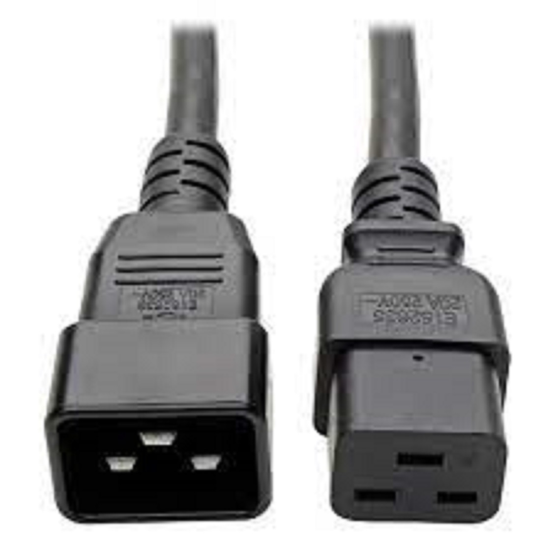 C19 To C20 Male To Female Server Power Extension Cord - 1.5 Meters, Black Pvc Insulation, 16 Amps Rated Current, Copper Conductor, 250 Volts