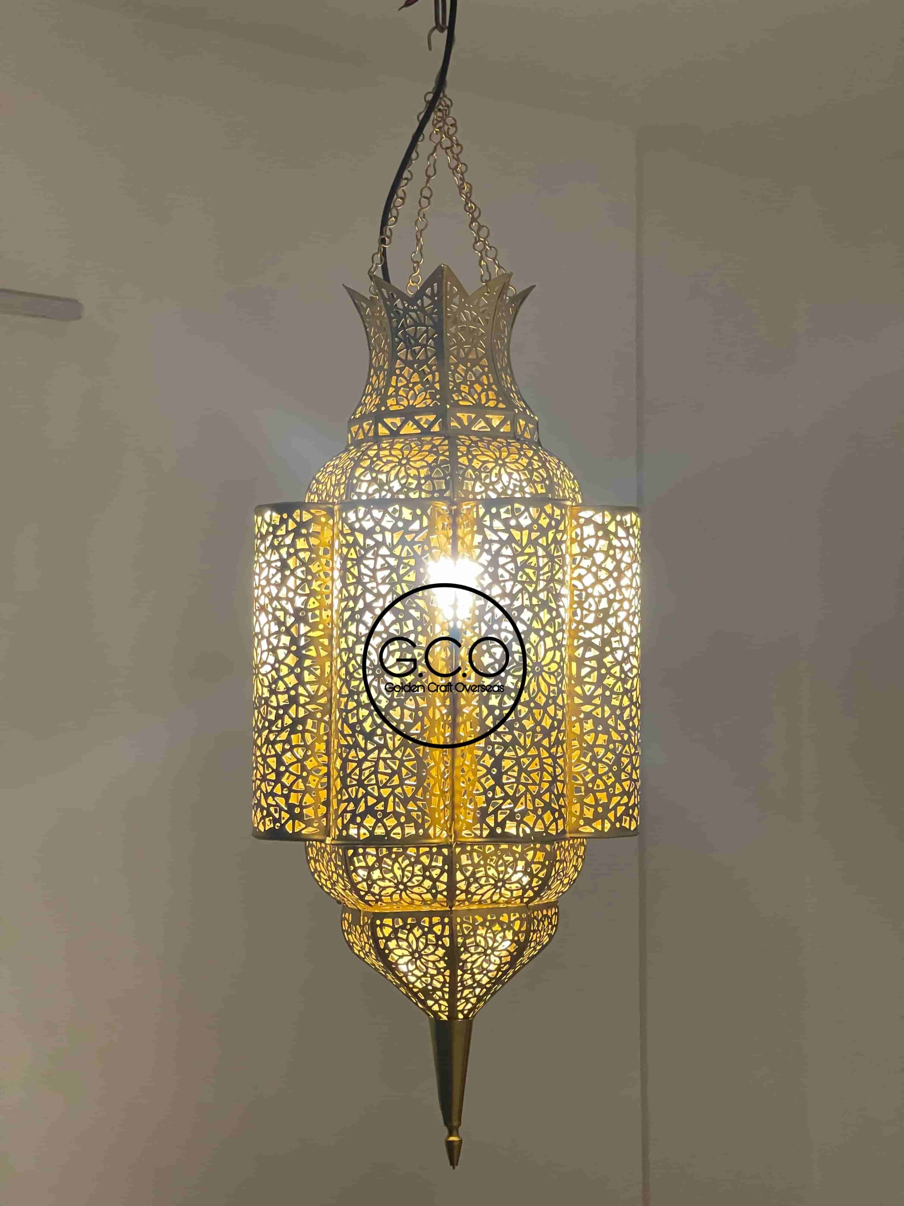 Big Size Moroccan Hanging Pendant Lamp In Iron With Powder Coated Finish - Color: Gold