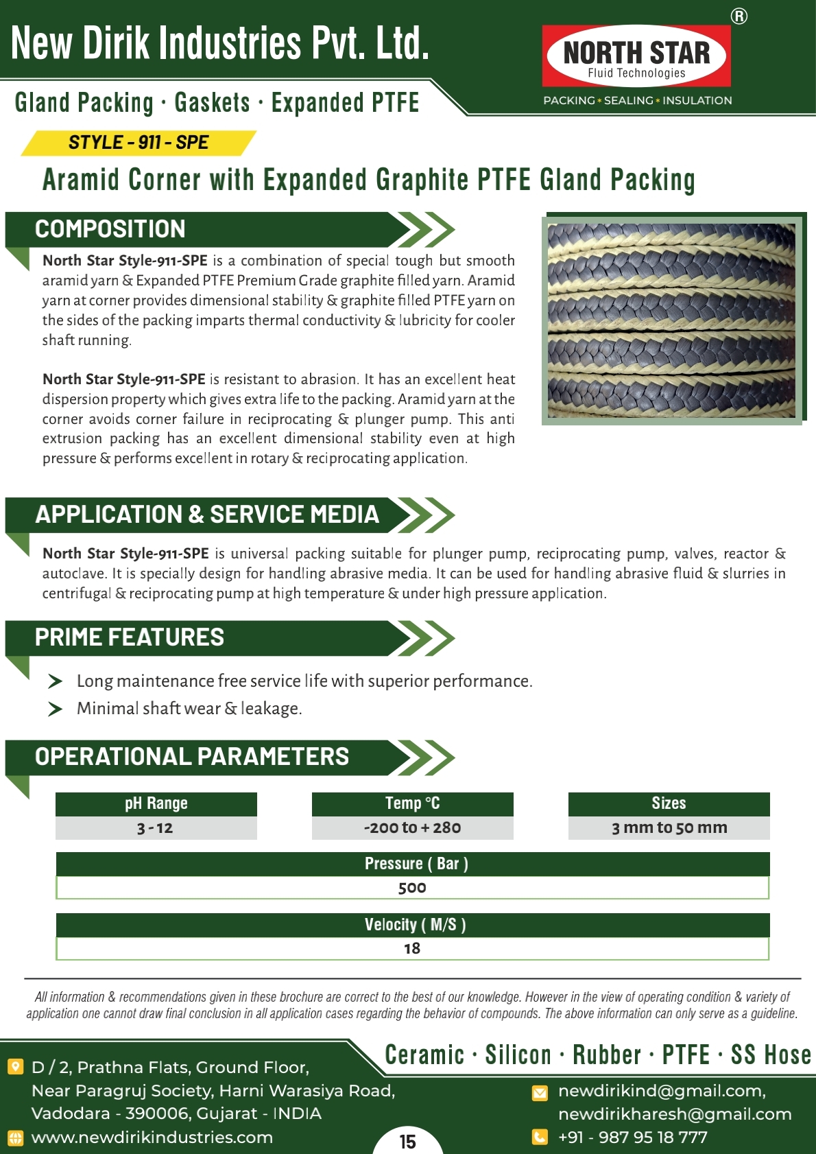 Aramid Corner With Expanded Graphite Ptfe Gland Packing - Size 3mm To 50mm, - Working Temperature -200 To 280â°c, Pressure 500 Bar, Anti Extrusion Design
