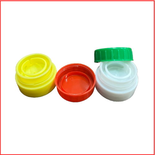 Plastic Oil Bottle Cap - 29 Mm Round, Lightweight Red And Yellow Double Color Design | Customizable With Brand Embossment, Economical And High Strength Quality