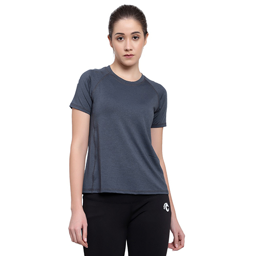 Round Neck Womens Sports T-shirt - Cotton Blend, Sizes: S, M, L, Xl | Available In Various Colors, Plain Pattern Design For Comfort