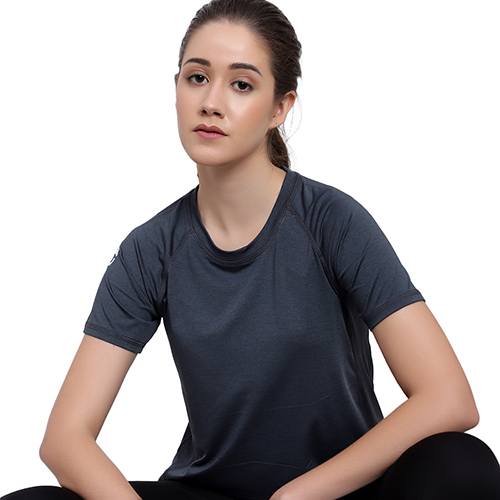 Round Neck Womens Sports T-shirt - Cotton Blend, Sizes: S, M, L, Xl | Available In Various Colors, Plain Pattern Design For Comfort
