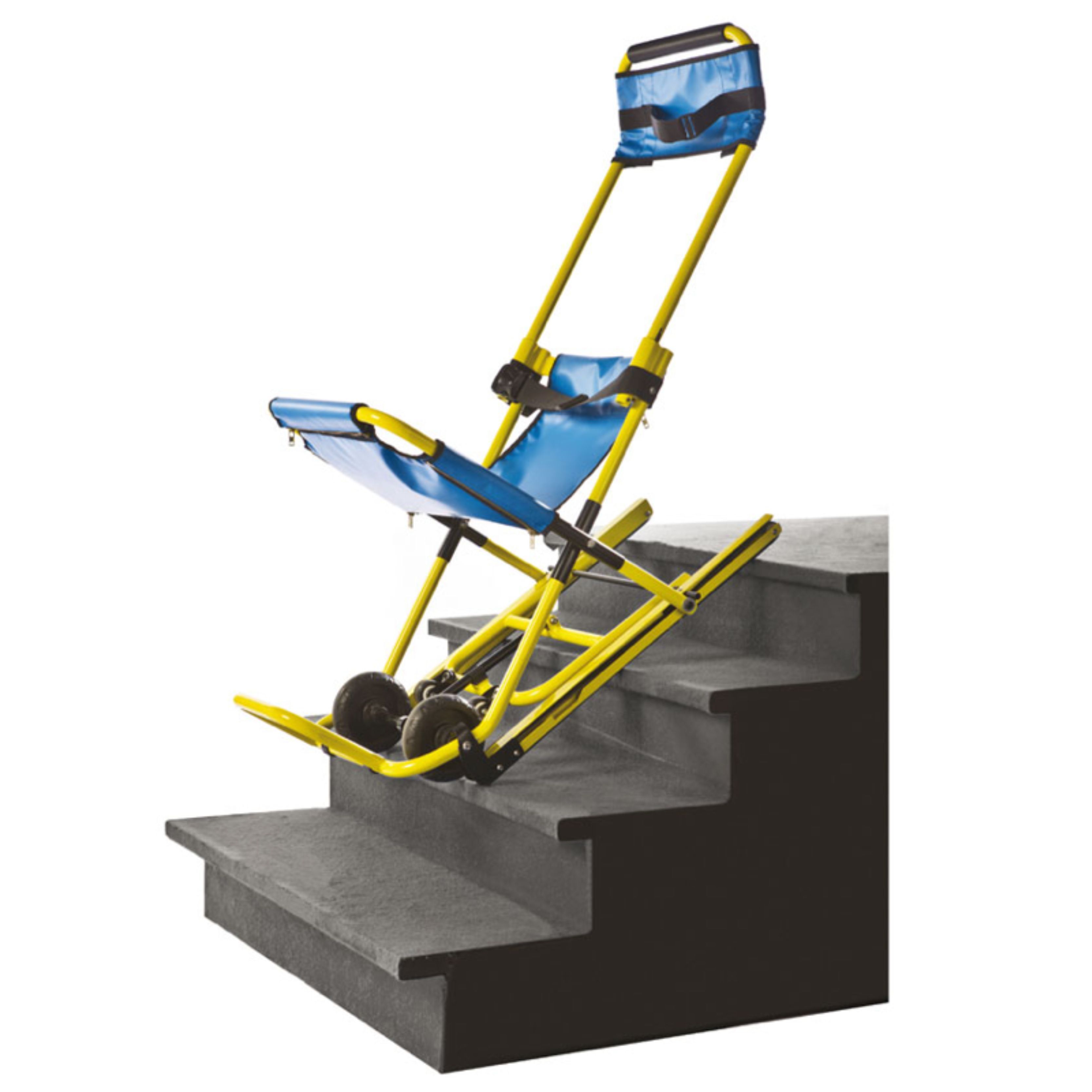 Evacuation Chairs - Aluminum & Nylon , 40x25x35 In, Yellow - 300 Lbs Capacity, Folding Frame, 3-inch Wheel Diameter For Safe Evacuations