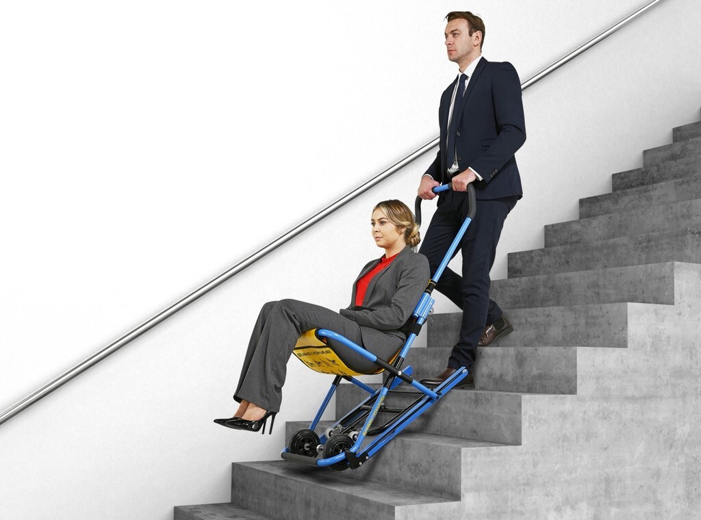Evacuation Chairs - Aluminum & Nylon , 40x25x35 In, Yellow - 300 Lbs Capacity, Folding Frame, 3-inch Wheel Diameter For Safe Evacuations