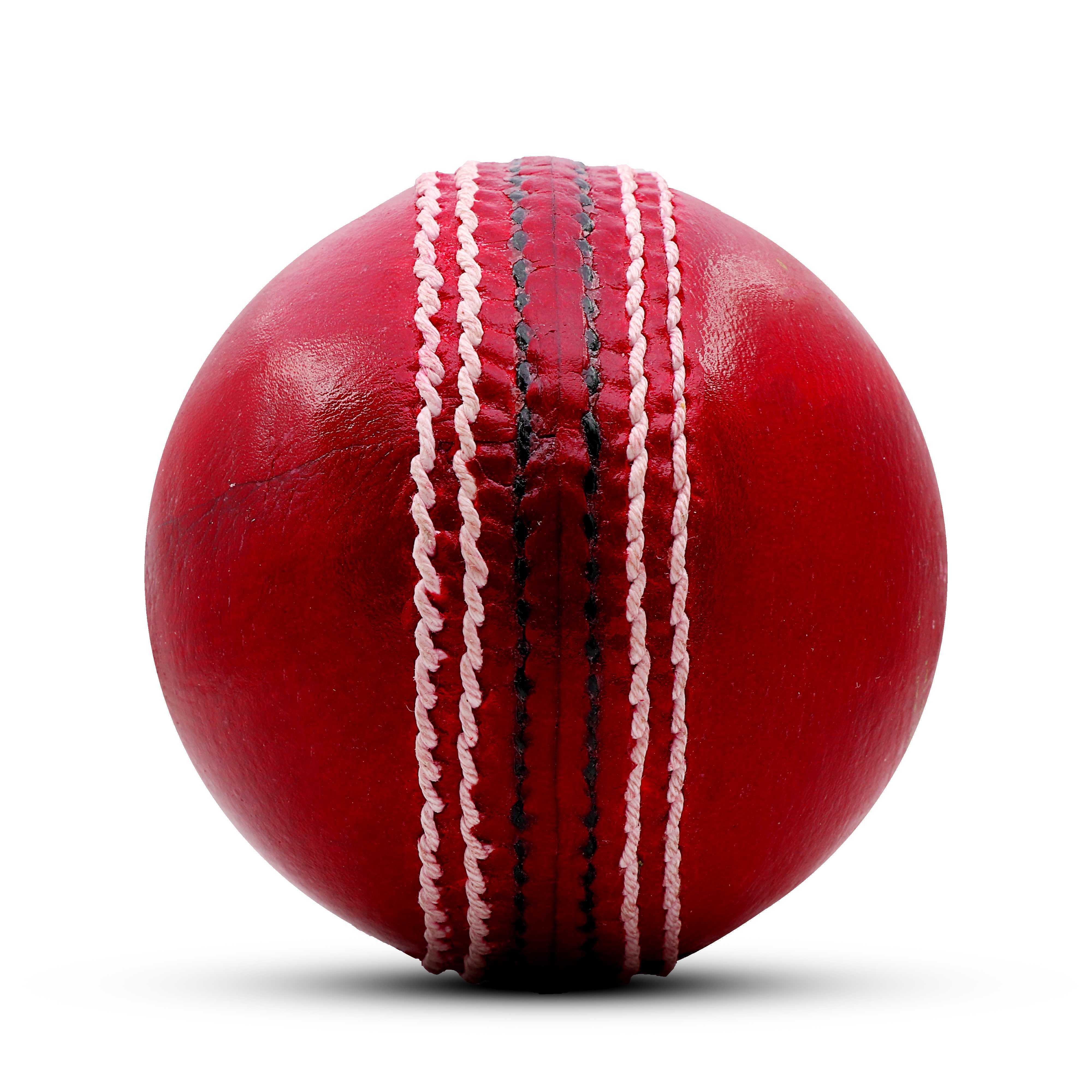 Cricket Leather Ball - Leather Material, Red & White Colors | Unisex Design, Hard & Strong For Professional Play