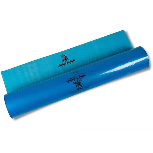 Plain Vci Film Roll - 70 Micron Vci Plastic, Blue Color, Soft Hardness, Twist Film Type, Custom Size Availability, Transparent Design