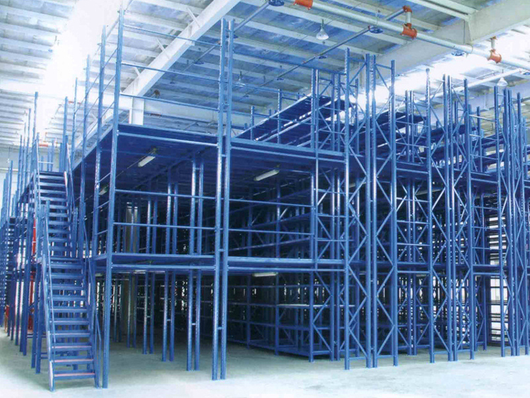 Blue Mezzanine Floor Racking System