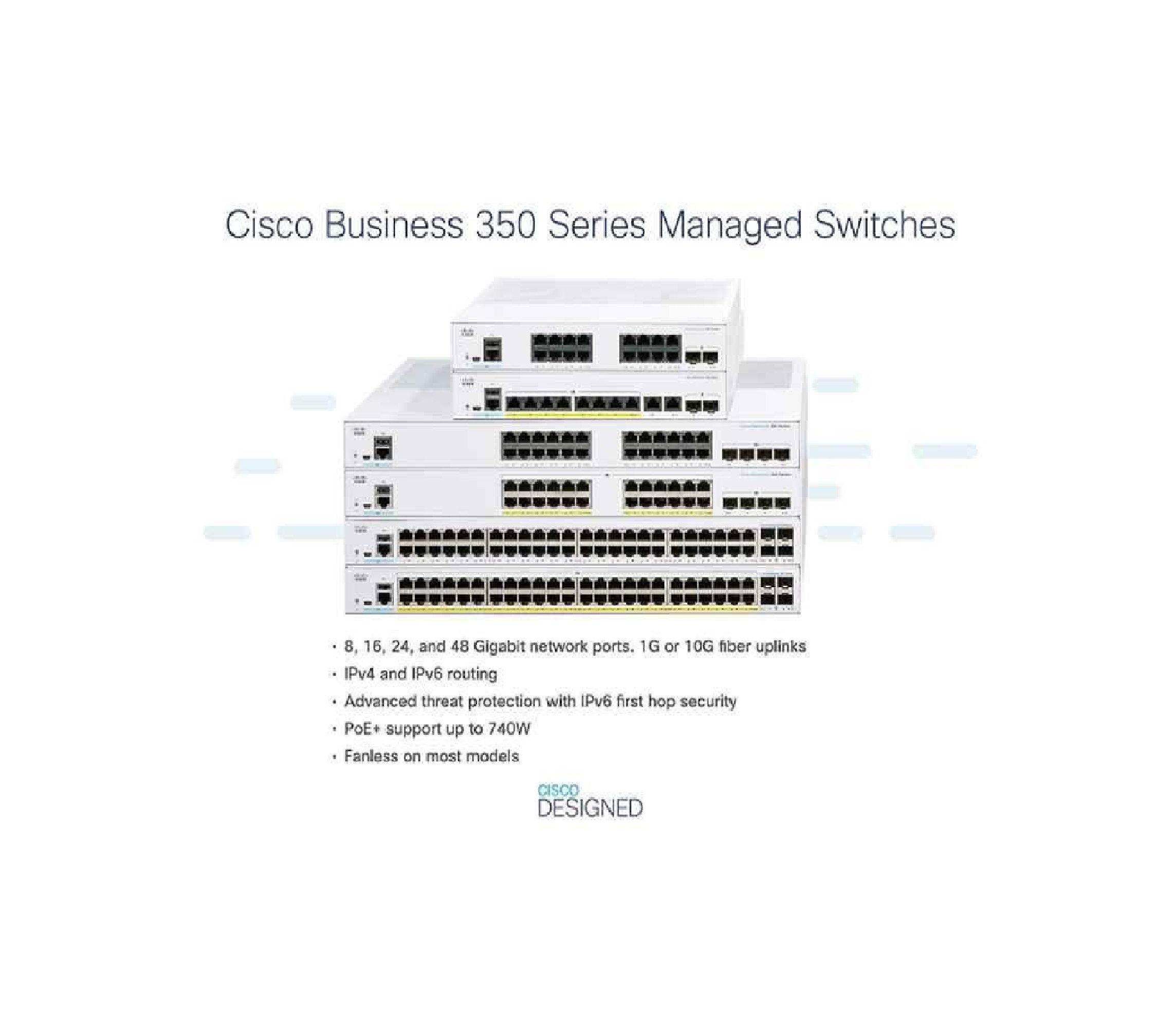 Cisco 350 Series 24-port Business Managed Switch - 445x240x44mm, White Color, 25.91w Power, 2.63kg Weight | Premium Quality Industrial Networking Solution