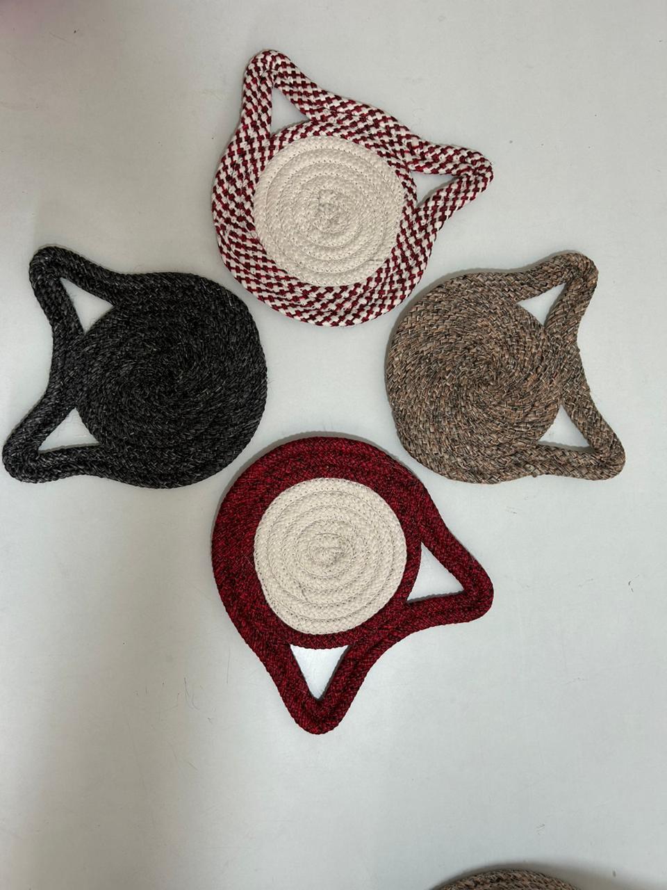 Cat Face Coster - Handmade Round Wool Coaster