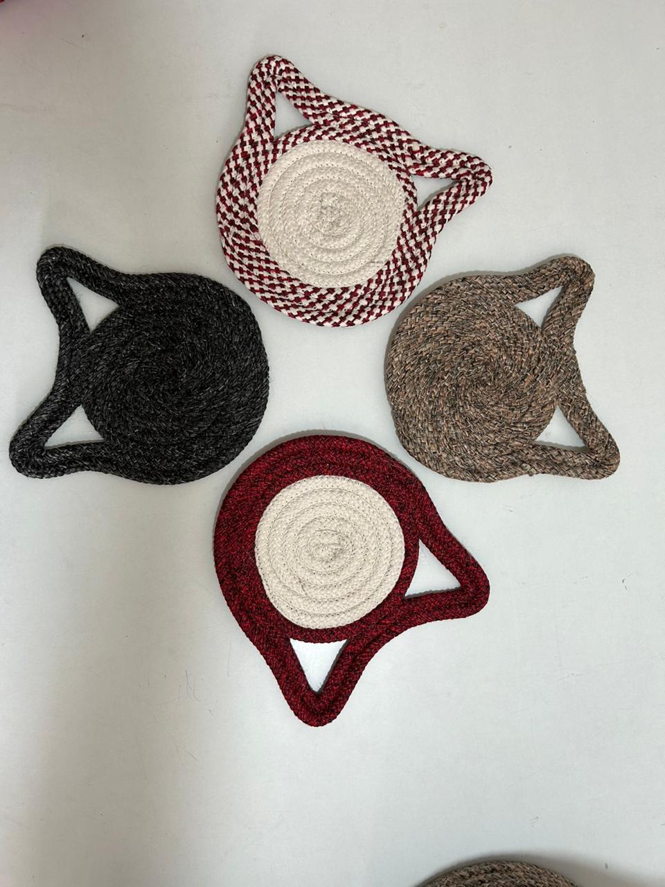 Cat Face Coster - Handmade Round Wool Coaster