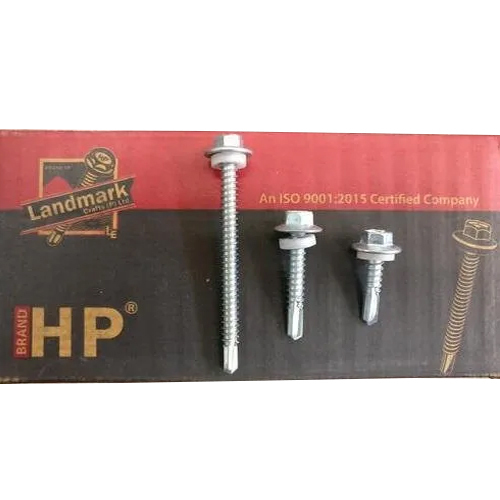 Stainless Steel Self Drilling Screw - 55 mm Size, 12 mm Hexagonal-Round Head | Silver Coated Finish, Ideal for Industrial & Commercial Use