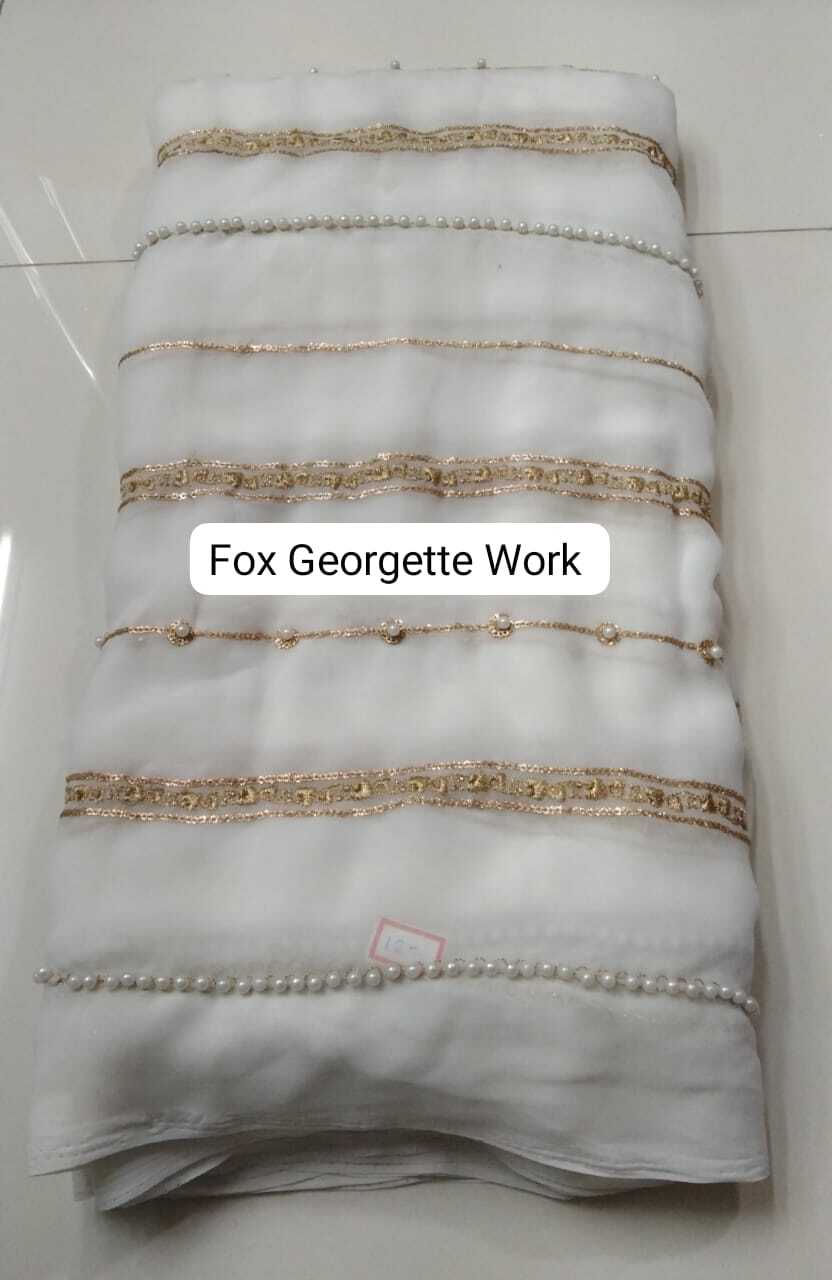 Fox Georgette Work Fabric - 44" Width, Embroidered Textured Material | Quick Dry, Multi-color Options For Suits, Sarees, And Dresses