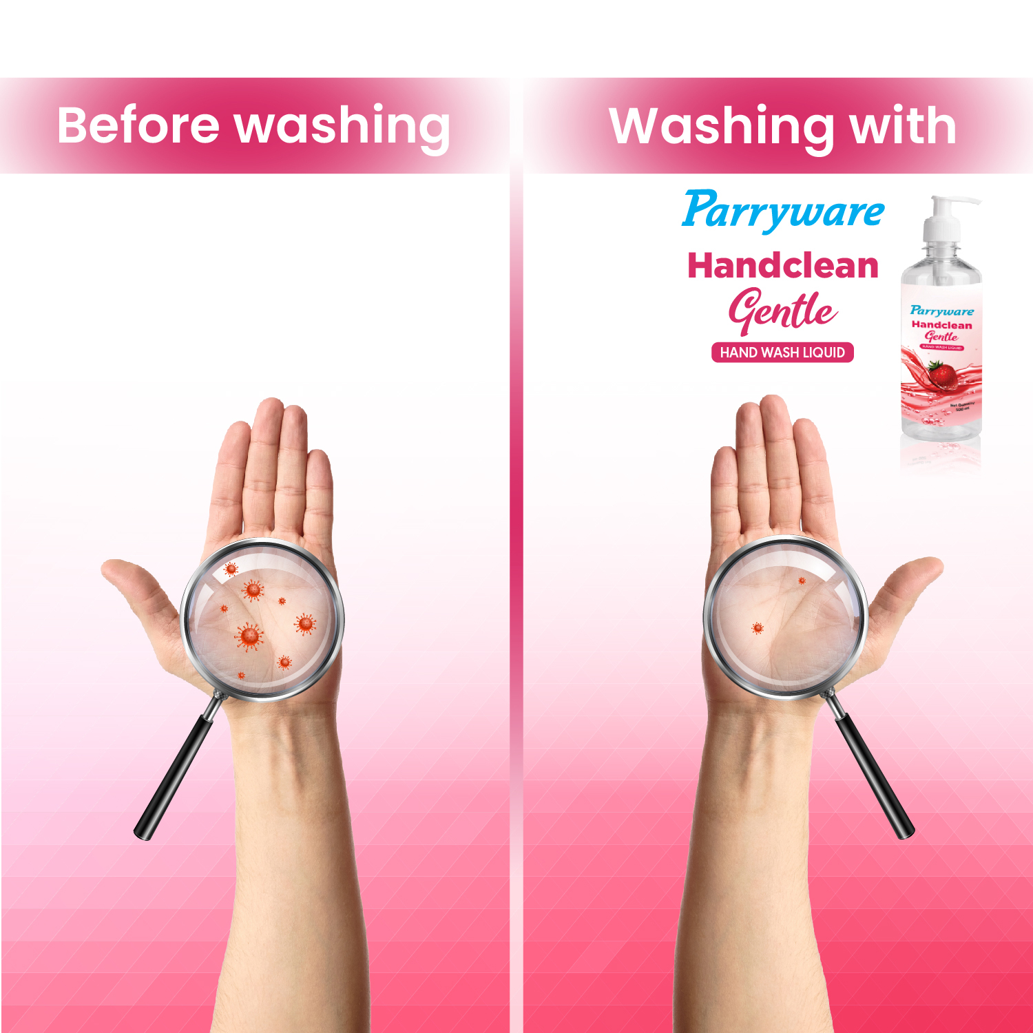 Parryware Handclean Gentle - Hand Wash Liquid Concentrate With Strawberry Extract 500ml Application: External Use