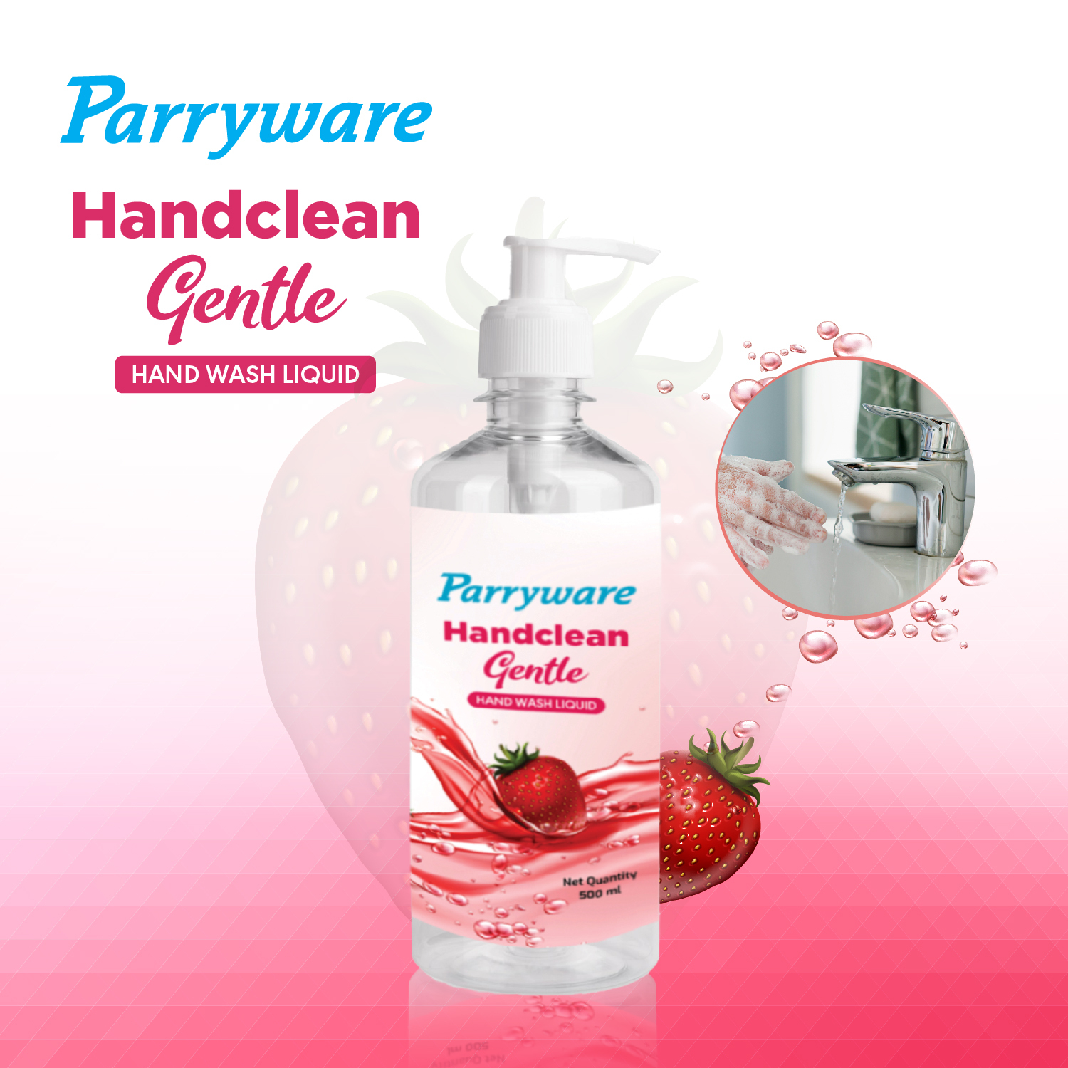 Parryware Handclean Gentle - Hand Wash Liquid Concentrate With Strawberry Extract 500ml Application: External Use