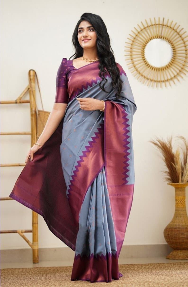 Soft Lichi Silk Saree - Color: Many Colours