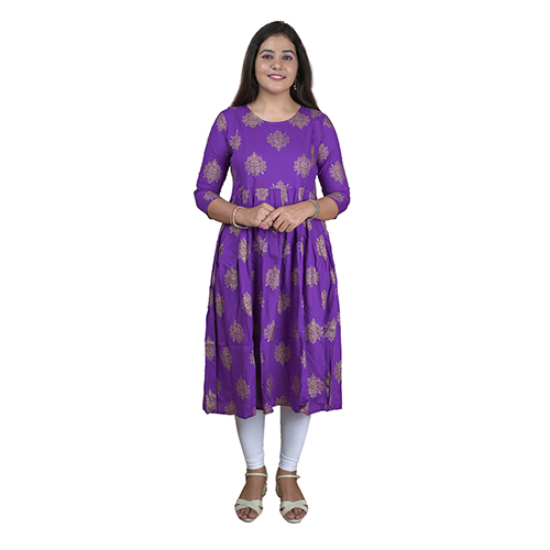 Purple Color Maternity Anarkali Kurti - Feature: Washable