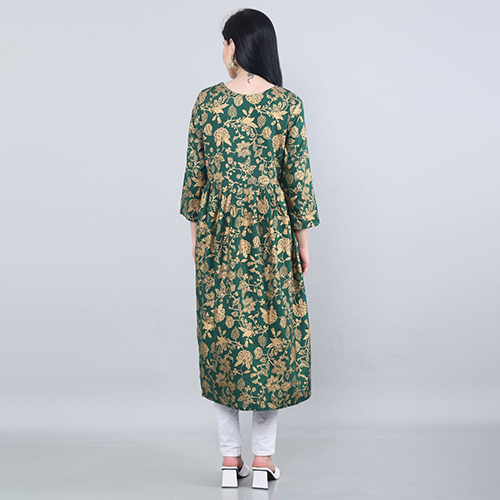 Washable Ladies Dark Green Anarkali