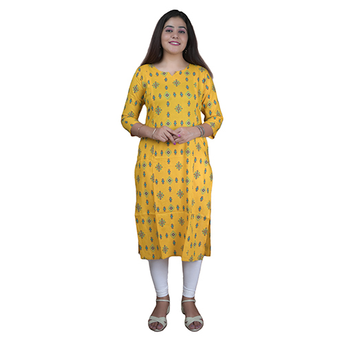 Washable Lemon Color Maternity Anarkali Kurti