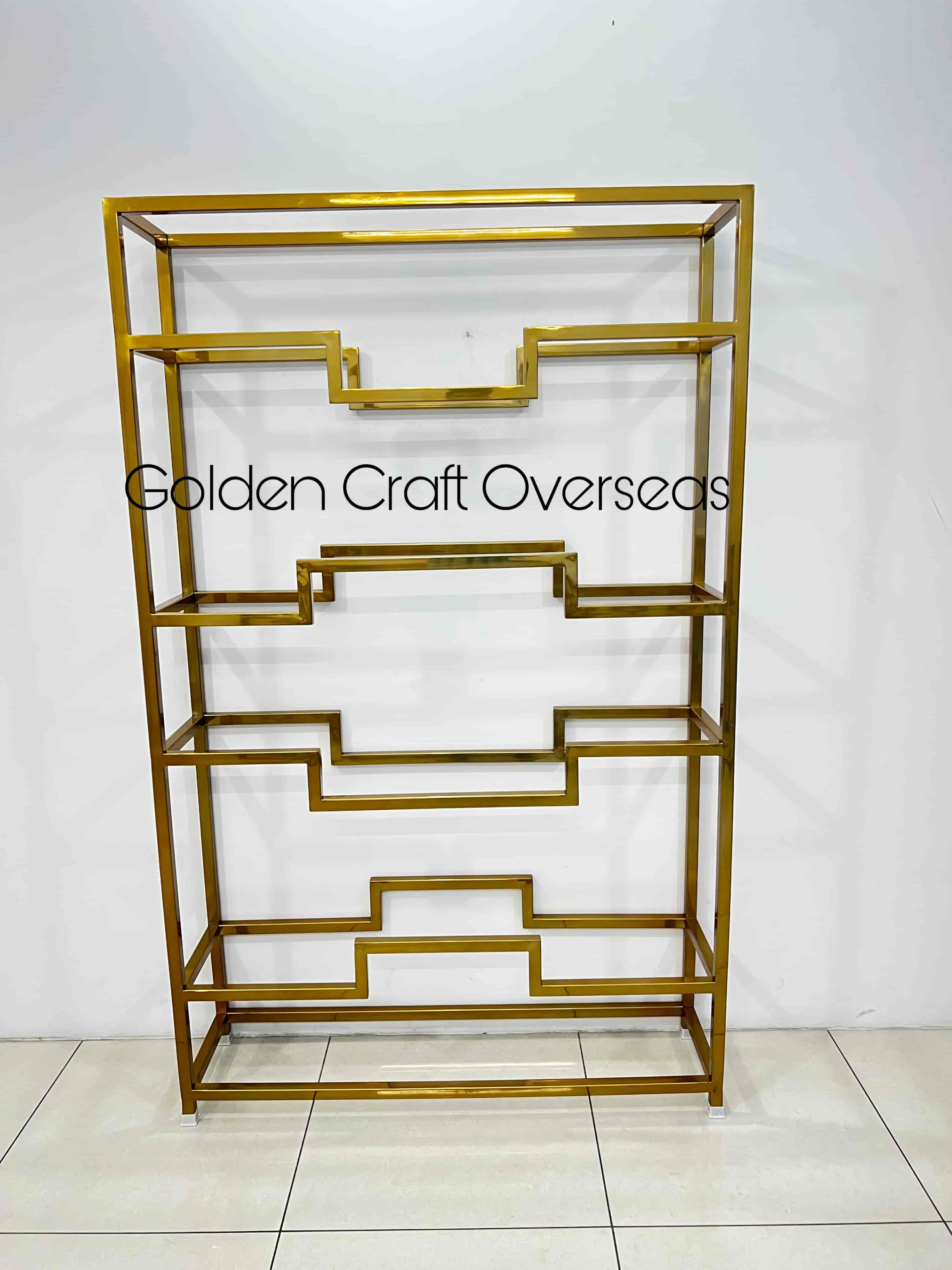 Gco Stainless Steel Rack In Mirror Gold Finish For Showrooms And Other Use - Product Type: Rack/shelves