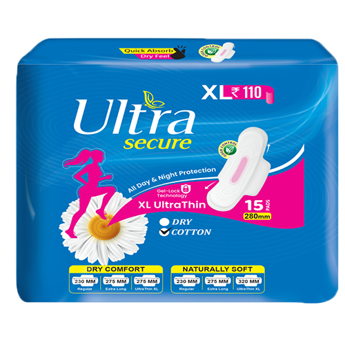 Ultra XL 280mm 15 Pad Cotton - Cotton Material, XXL Size, White Color | Gentle Full-Coverage Design for Adults on Heavy Flow Days