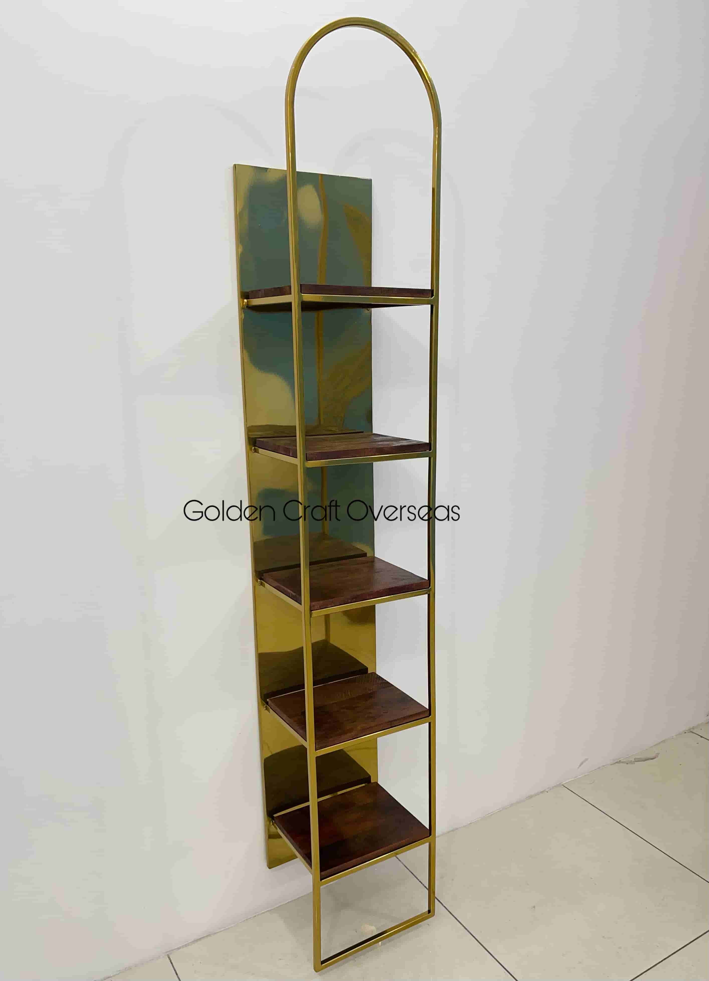 Gco Five Levels Rack Aka Shelf In Stainless Steel With Wooden Tops - Color: Gold