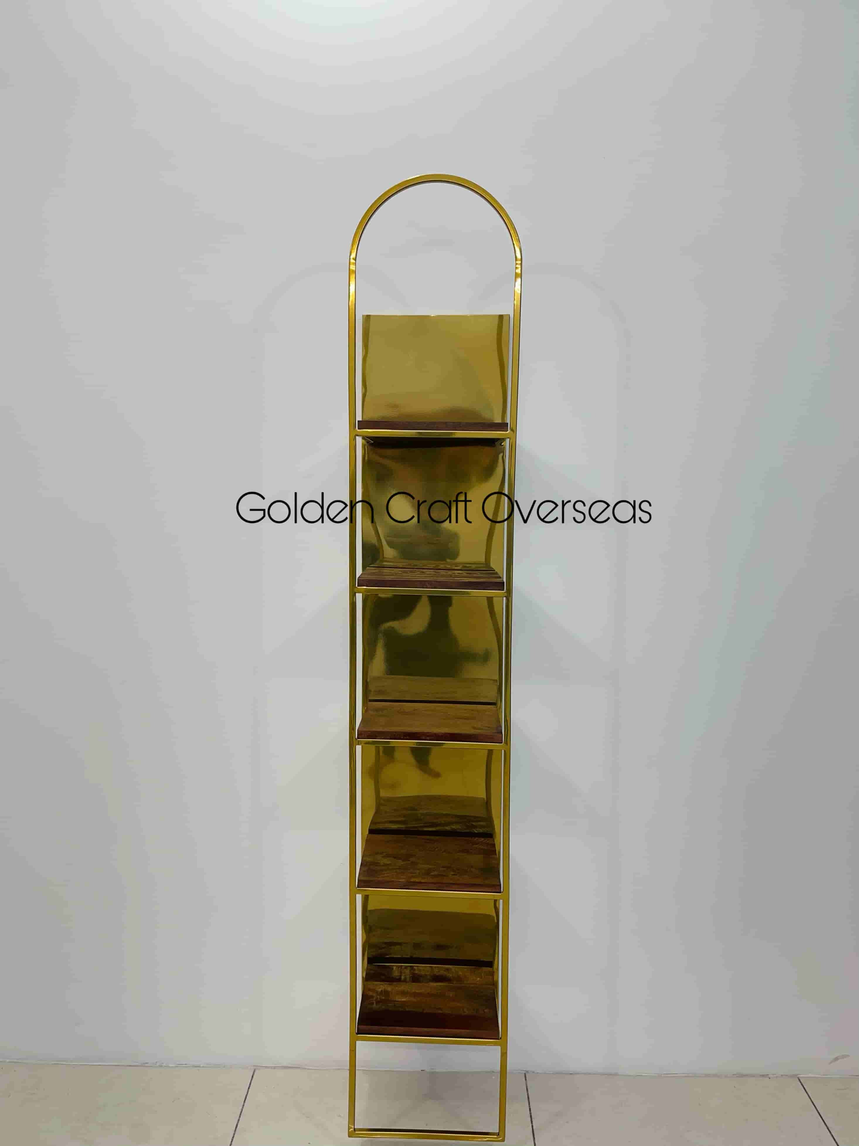 Gco Five Levels Rack Aka Shelf In Stainless Steel With Wooden Tops - Color: Gold