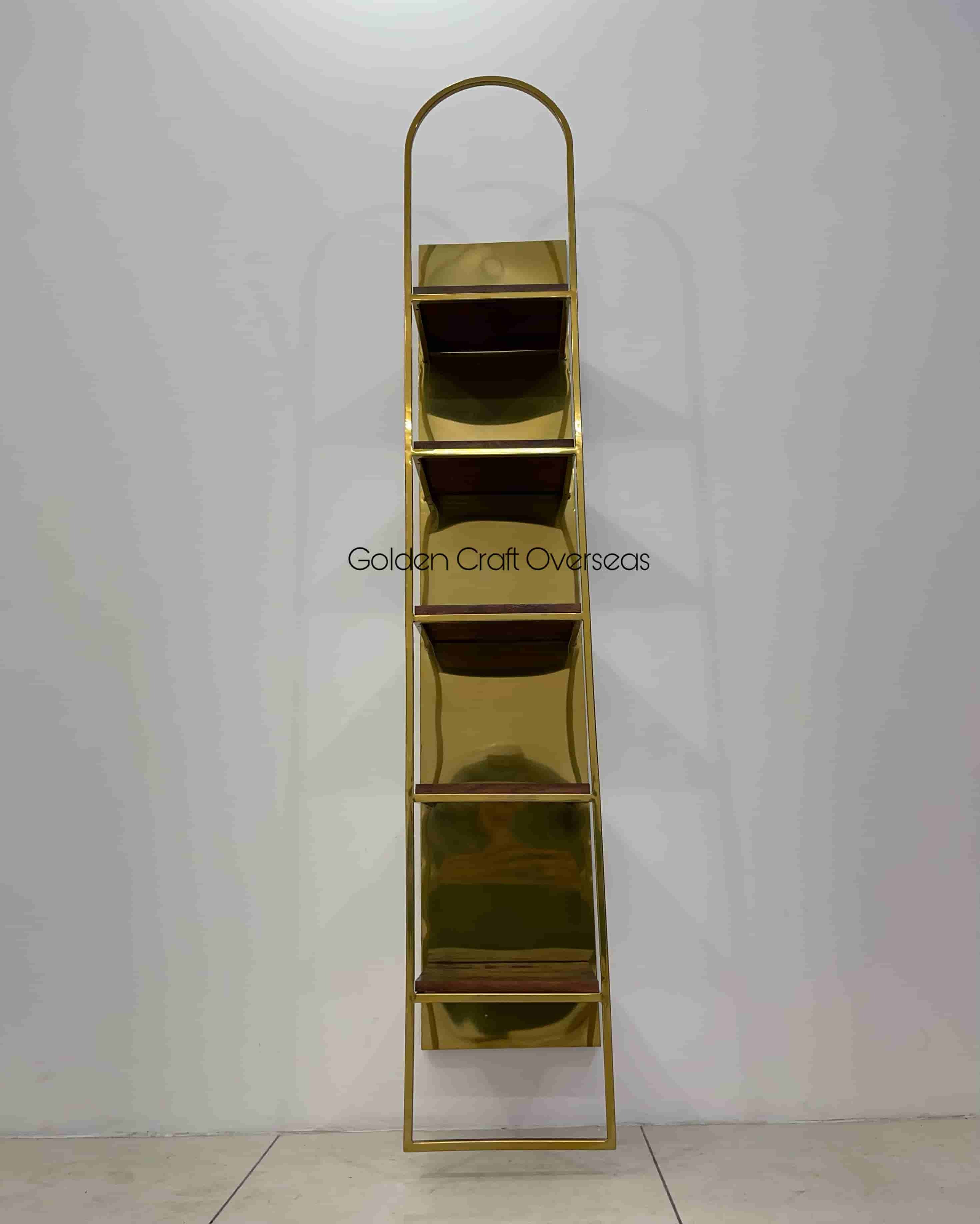 Gco Five Levels Rack Aka Shelf In Stainless Steel With Wooden Tops - Color: Gold