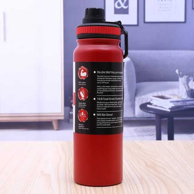 Jumbo Flask - Stainless Steel 1000 Ml , Vacuum Insulated For Hot & Cold Beverages, Sipper Mouth & Large Opening - Available In Black, Red & Blue