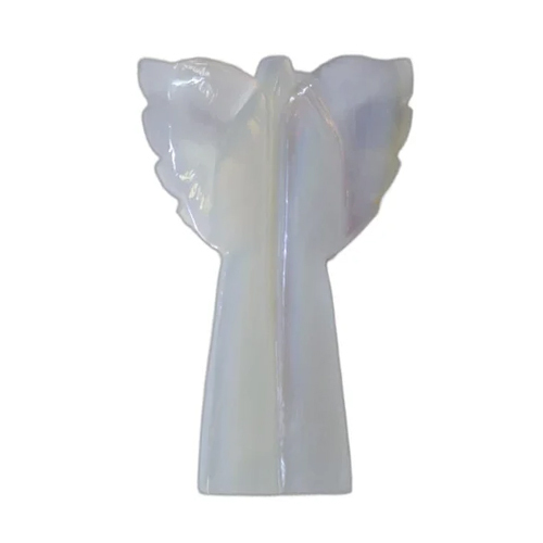 White Opalite Gemstone Angel - 3x2.1inch Model, White Color | Antique Imitation Style, Perfect For Elegant Home Decoration