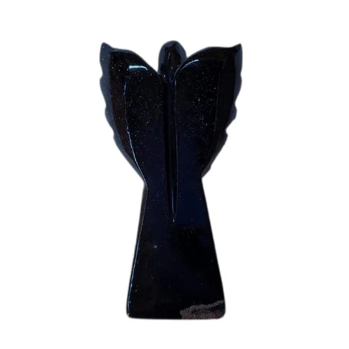 Black Obsidian Gemstone Angel - 3x2.1 Inch Antique Imitation Sculpture | Customized Color Options For Elegant Home Decoration