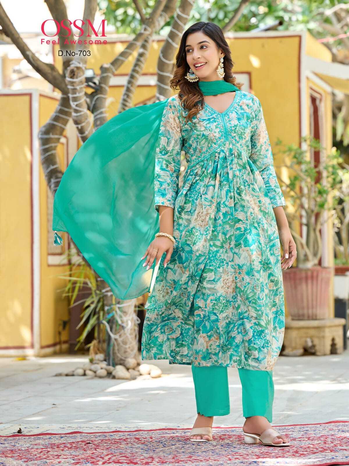 Premium Chanderi Foil Print Aliya Cut Kurtis