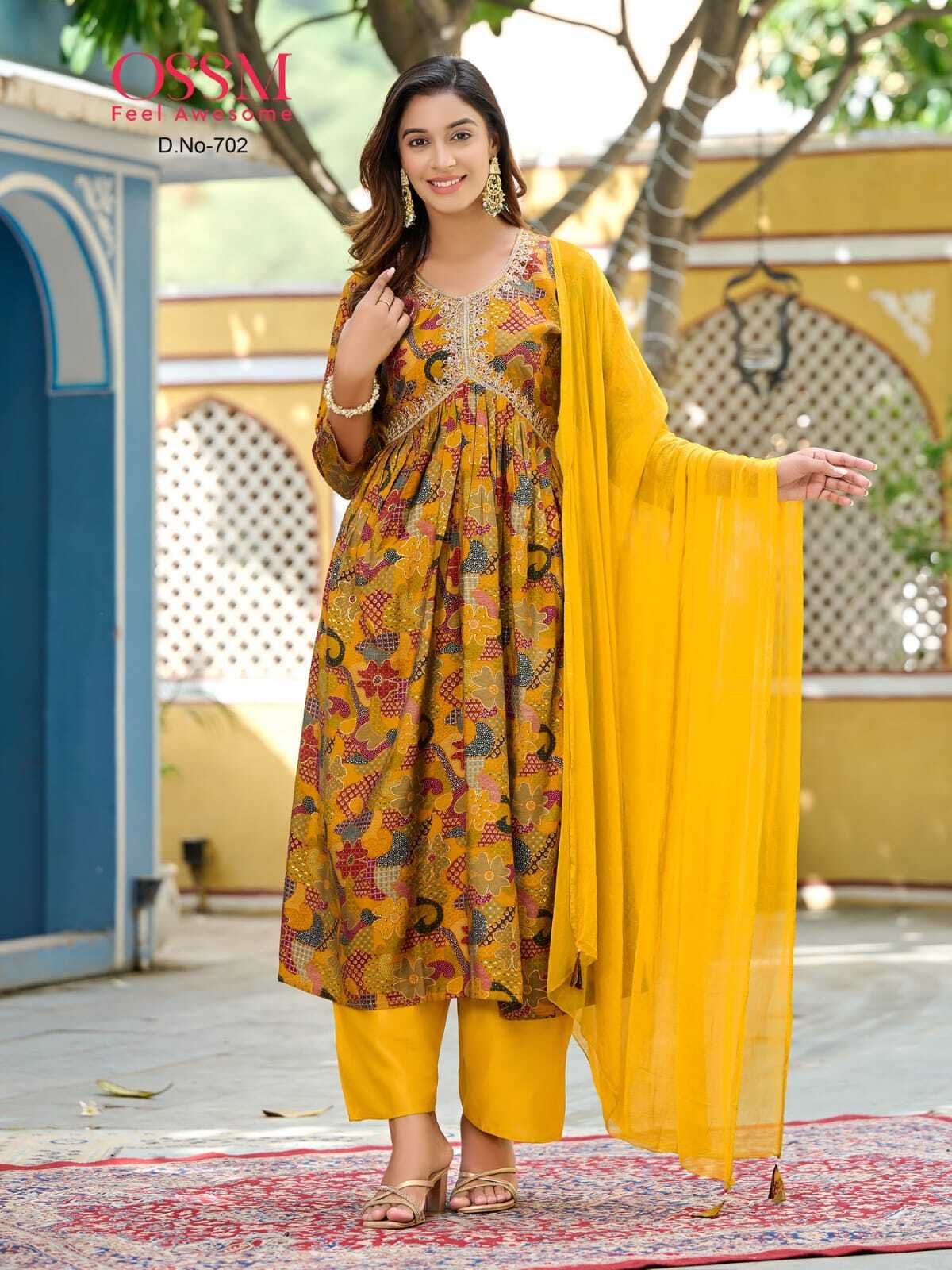 Premium Chanderi Foil Print Aliya Cut Kurtis