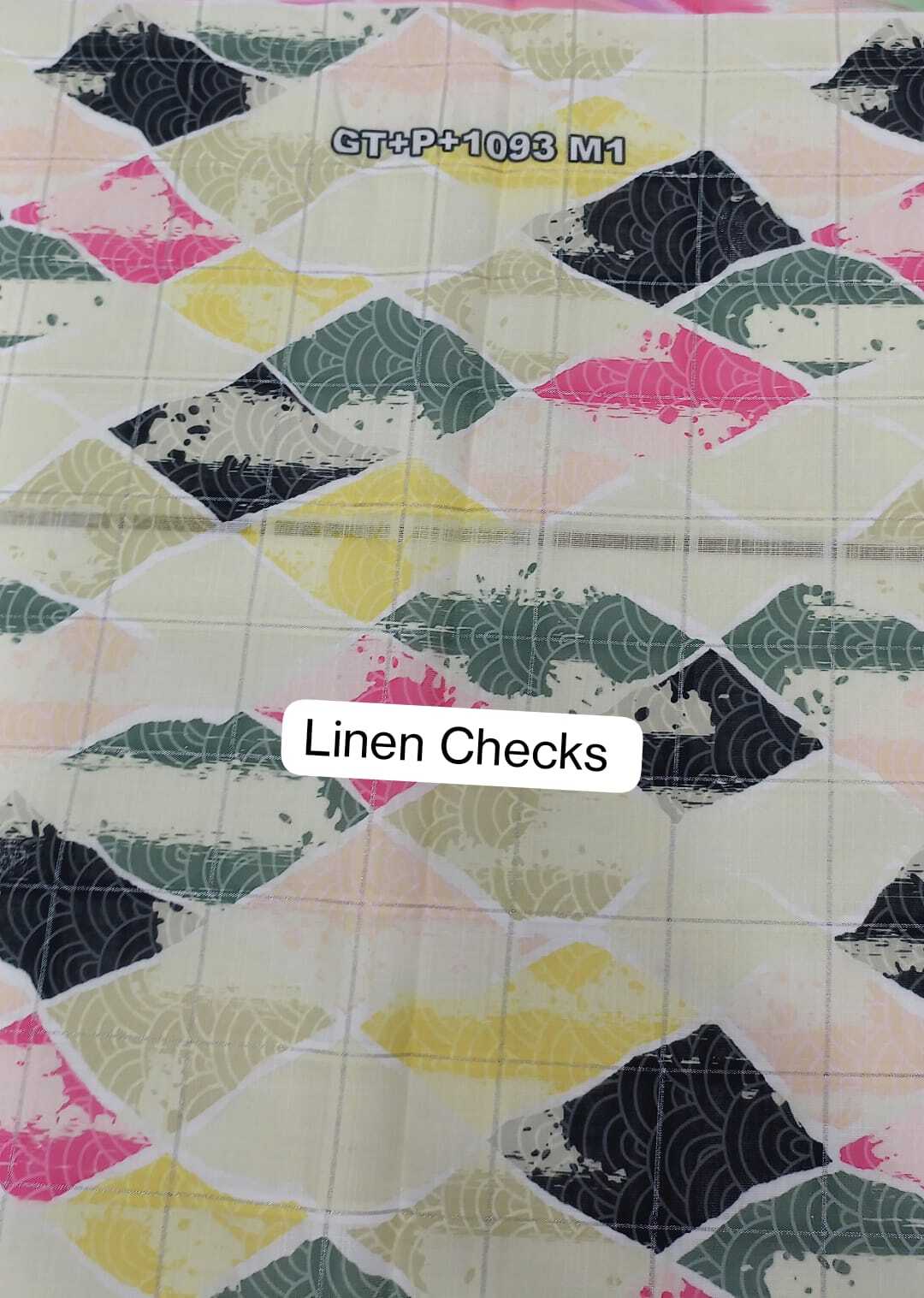 Linen Checks Printed Fabric - 44 Meter Width, All Colors Available | Washable, Printed Texture, Plain Style For Suit, Saree, And Dress Material