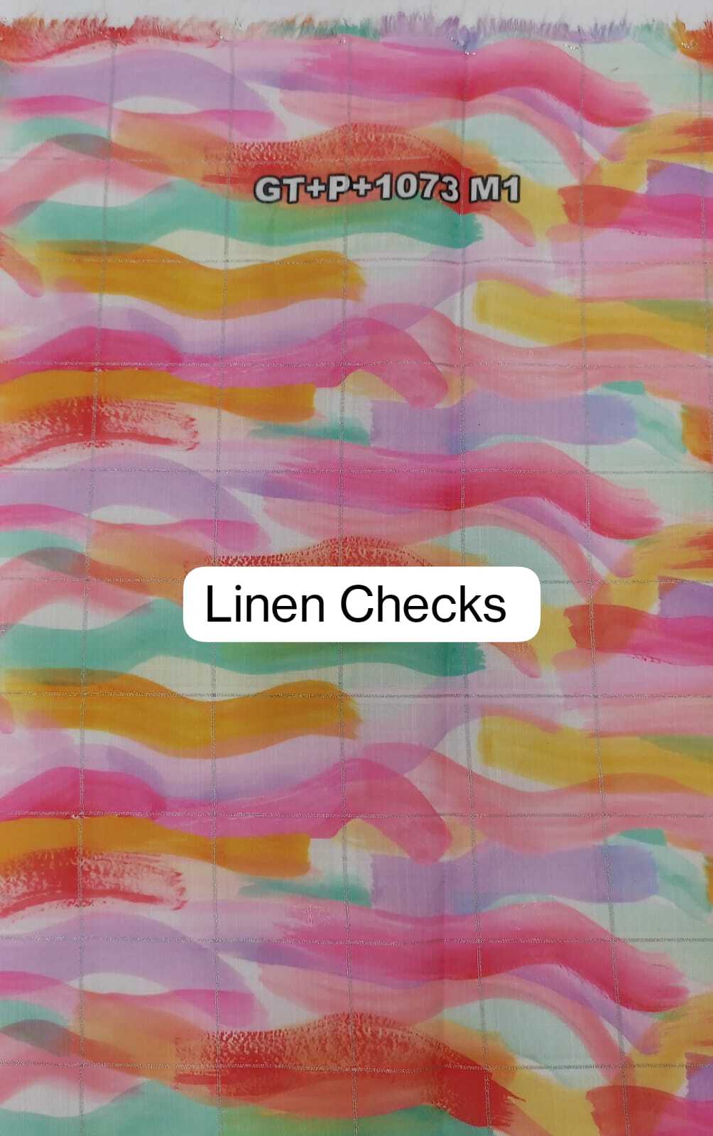 Linen Checks Printed Fabric - 44 Meter Width, All Colors Available | Washable, Printed Texture, Plain Style For Suit, Saree, And Dress Material