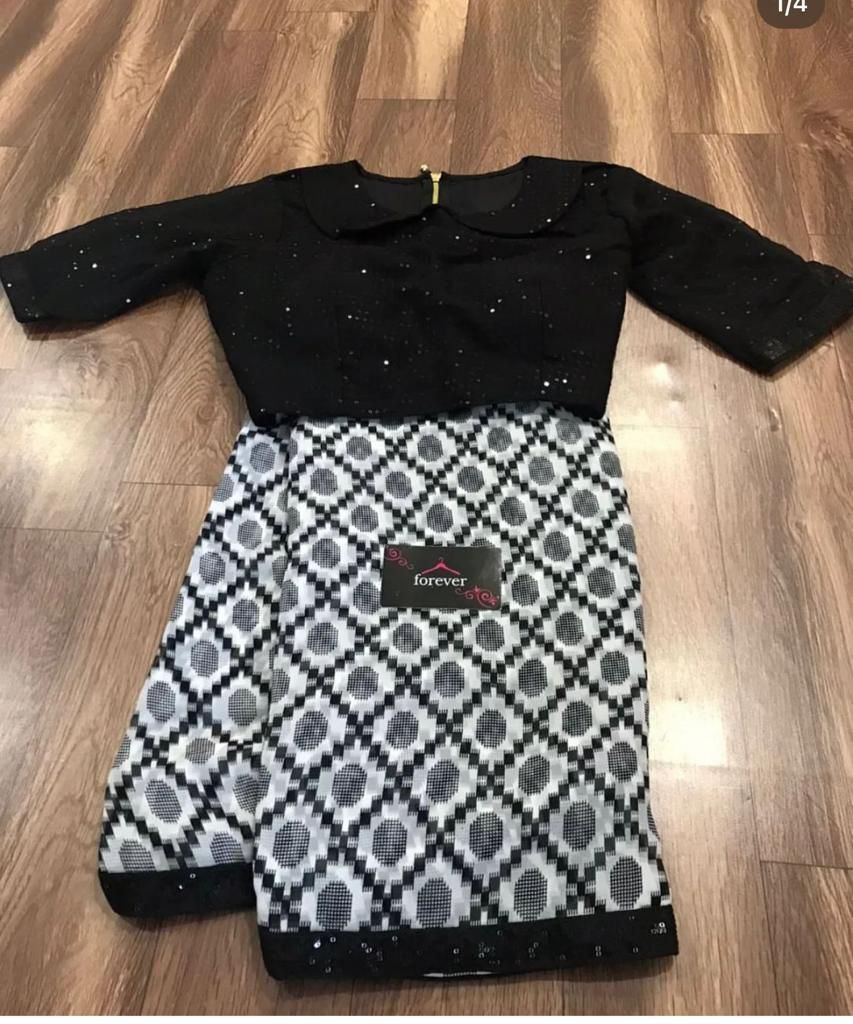 Georgette Saree - All Season, Black Color With Elegant Indian Print | Modern Design For Women