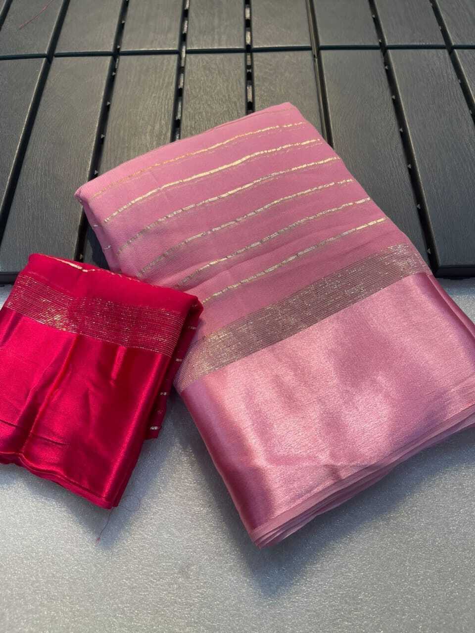 Beautiful Georgette Sarees With Satin Border