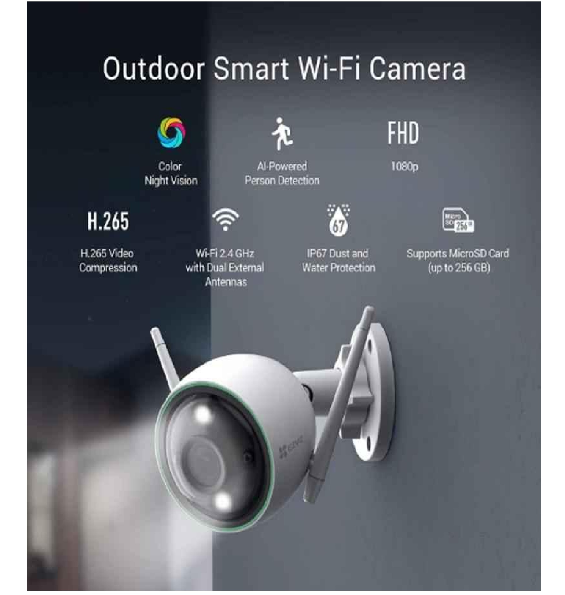 Ezviz C3n Full Hd 1080p Ip67 White Wi-fi Outdoor Home Security Camera