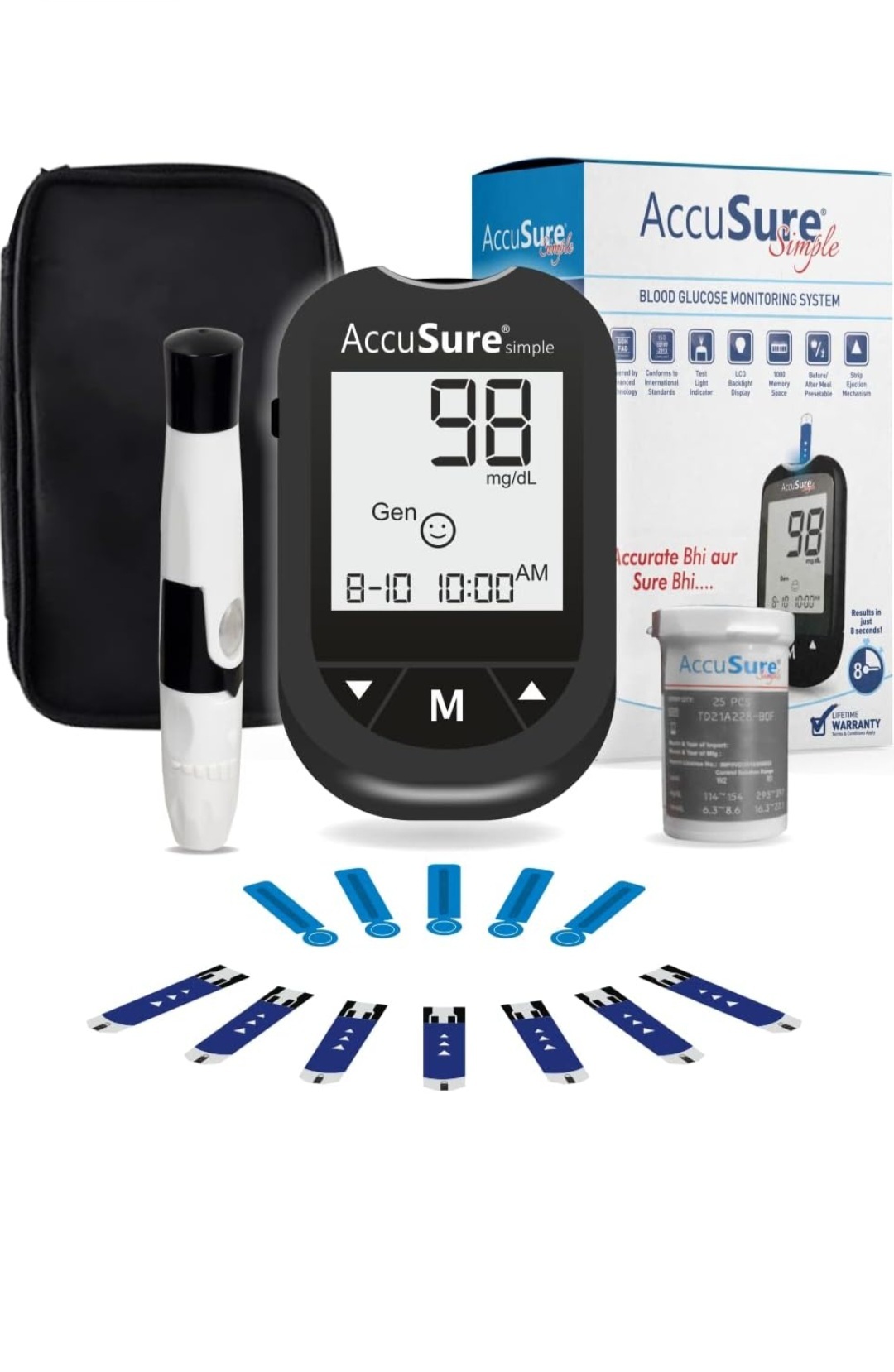 Accusure Blood Glucose Meter Simple Waterproof: No