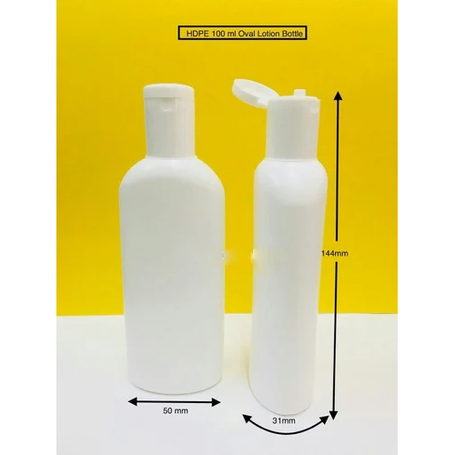 100ml Oval Lotion Bottle With Filiptop Cap - HDPE Material, White Color, Lightweight 16 Grams | Versatile Design for Convenient Dispensing